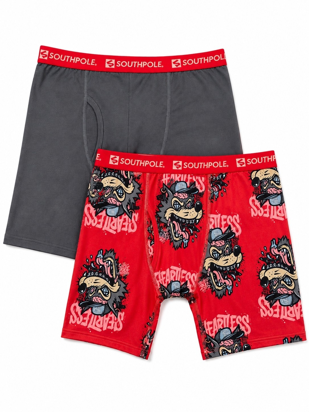 South Pole Men’s 2-Pack Boxer Briefs – Red & Gray Medium